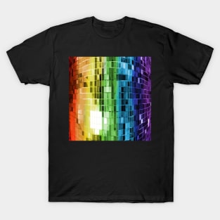 Rainbow Mirrored Disco Ball Pattern T-Shirt